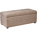 Mocha Microfiber Hinged-storage Ottoman Bench