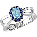 10k White Gold Blue Topaz and Sapphire Ring