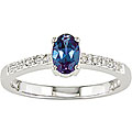 10k Gold Created Alexandrite and Diamond Accent Ring