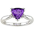 10k Gold Trillion Amethyst and Diamond Accent Ring