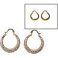 14k Yellow Gold Crystal Reversible Hoop Earrings