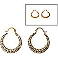 14k Yellow Gold Silver Crystal Reversible Earrings