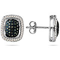 10k Gold 3/8ct TDW Blue and White Diamond Earrings