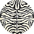 Handmade Zebra Ivory and Black New Zealand Wool Rug (8' Round)