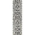 Hand-tufted Zebra Ivory/ Black Wool Rug (2'6 x 14')