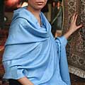 Pashmina Wool and Silk 'Blue Sky' Shawl (India)
