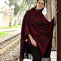 Alpaca Wool 'Cherry Blossom' Reversible Ruana Cloak (Peru)