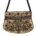 'Golden Beige Radiance' Beaded Handbag (India)