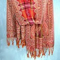 Wool 'Plaid Carnation' Shawl (India)