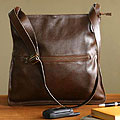 Leather 'Organized in Brown' Shoulder Bag (Peru)
