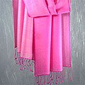 Pashmina and Silk 'Strawberry Cream' Shawl (India)