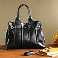 Leather 'Perky Pleats' Shoulder Bag (Peru)