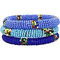 Trio of Bracelets with Blue Colors (Kenya)