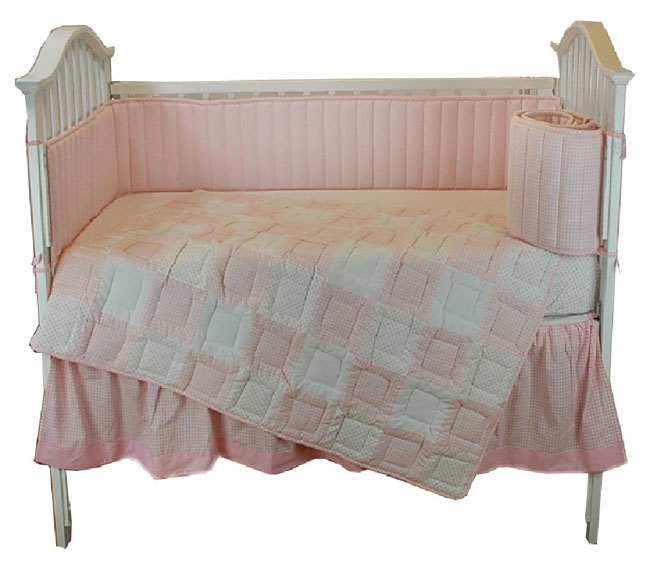 Tadpoles Patchwork Gingham Pink 4-piece Crib Set