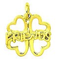 14k Yellow Gold 4-leaf Clover 'Friends' Charm