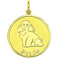 14k Yellow Gold Poodle Round Disc Charm