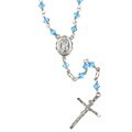 Sterling Silver Aqua Crystal Rosary Necklace