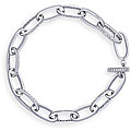 Rhodium Over Sterling Silver CZ Oval-linked 'Darling' Bracelet