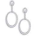 14k White Gold Overlay CZ Circle of Light High-fashion Earrings