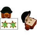 14k Gold Enamel Turtle Earrings in Turtle Box