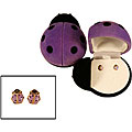 14k Gold Purple Ladybug Child's Earrings with Ladybug Box