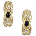 14k Gold Cabochon Sapphire and 1/3ct TDW Diamond Earrings