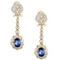 18k Gold Sapphire and 2 1/8ct TDW Diamond Earrings (H-I, I2-I3)