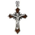 Sterling Silver Wood Inlay Crucifix Pendant