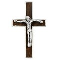 Sterling Silver Wood Inlay Crucifix Pendant
