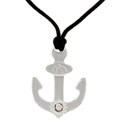 Sterling Silver Cubic Zirconia Anchor Necklace
