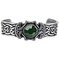 Pewter Celtic Axe Green Crystal Bangle Bracelet