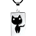 Stainless Steel Black Cat Necklace