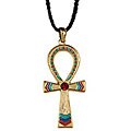 Pewter Goldtone Ankh Necklace