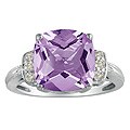 10k White Gold 1/8ct TDW Diamond Amethyst Ring