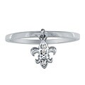 10k White Gold Fleur de Lis Charm Fashion Ring