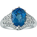 10k White Gold Blue Topaz and 1/4ct TDW Diamond Ring