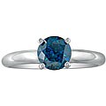 14k White Gold 1/2ct TDW Deep Blue Diamond Solitaire Ring