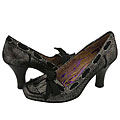 Irregular Choice IN And Out Silver Metallic Printed Leather/ Black Grosgrain