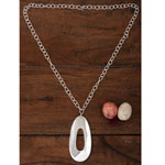 Sterling Silver Bold Oval Pendant Necklace (Mexico)
