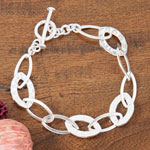 Sterling Silver Marquis-shaped Link Bracelet (Mexico)