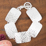 Sterling Silver 'Hammered Rectangles' Bracelet (Mexico)