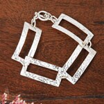 Sterling Silver Hammered 'Open Rectangles' Bracelet (Mexico)