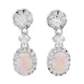Sterling Silver Pink Opal and Cubic Zirconia Earrings