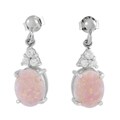Sterling Silver Pink Opal and Cubic Zirconia Earrings