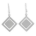 Sterling Silver Diamond-shaped Dangling Earrings