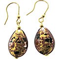 Genuine Murano Glass Mauve and Gold Teardrop Earrings