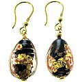 Genuine Murano Glass Black and Gold Teardrop Earrings