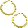 10k Yellow Gold Dotted/ polished Hoop Earrings