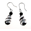 Genuine Murano Glass Silver and Black Teardrop Earrings