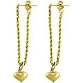 14k Yellow Gold Heart Dangle Earrings
